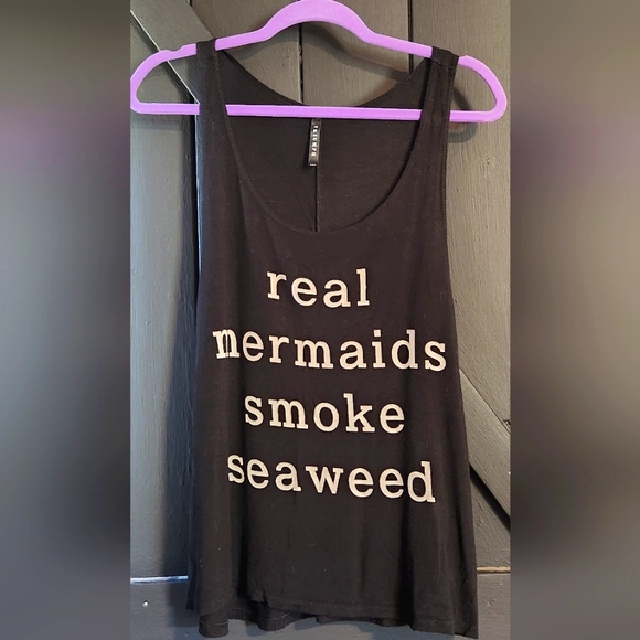 Real Mermaids Smoke Seaweed 🧜♀️ Loose, Super Soft Tank Top, EUC - Picture 1 of 4